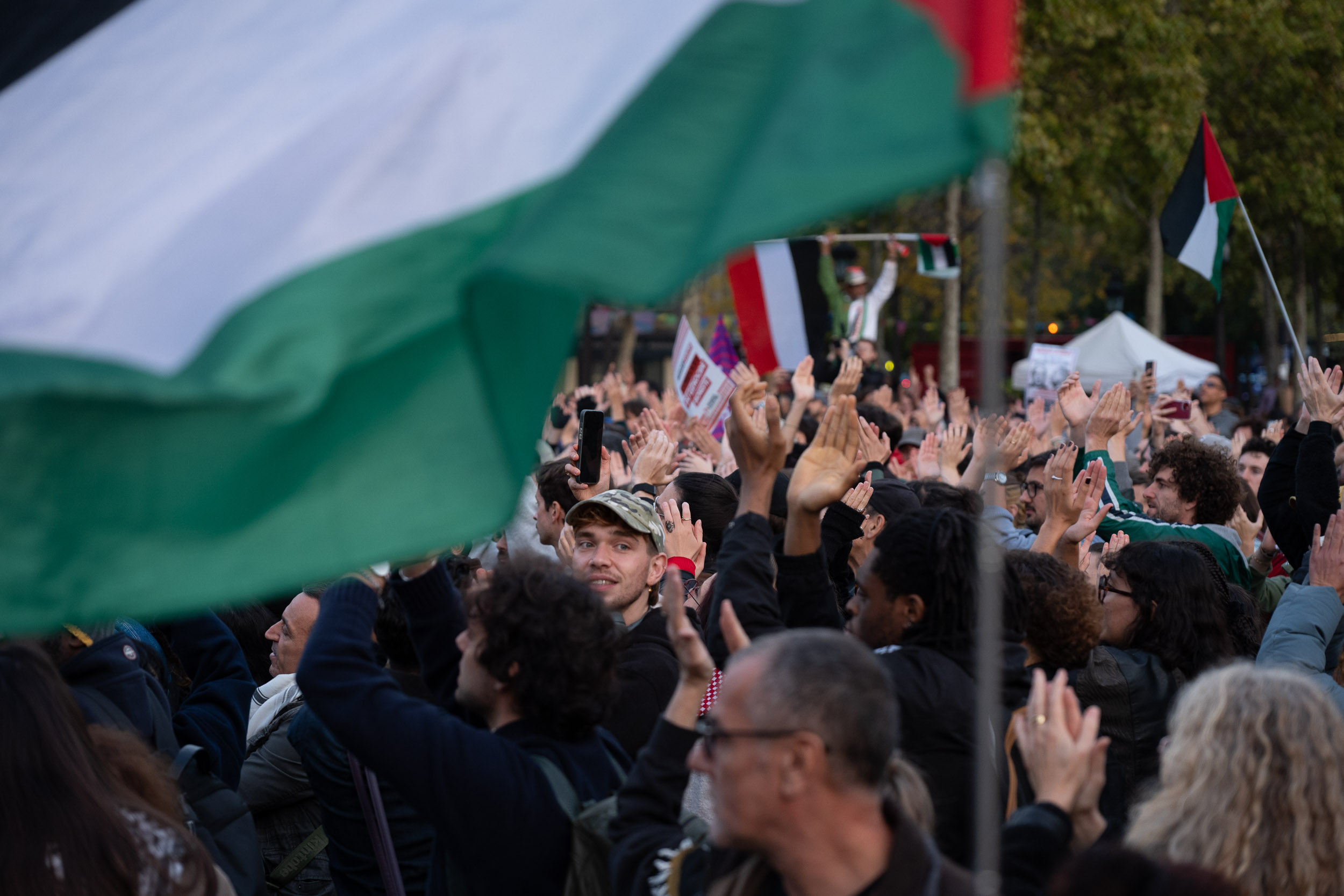 Return of the French delegation from the Global Sumud Flotilla, Paris, October 2025.