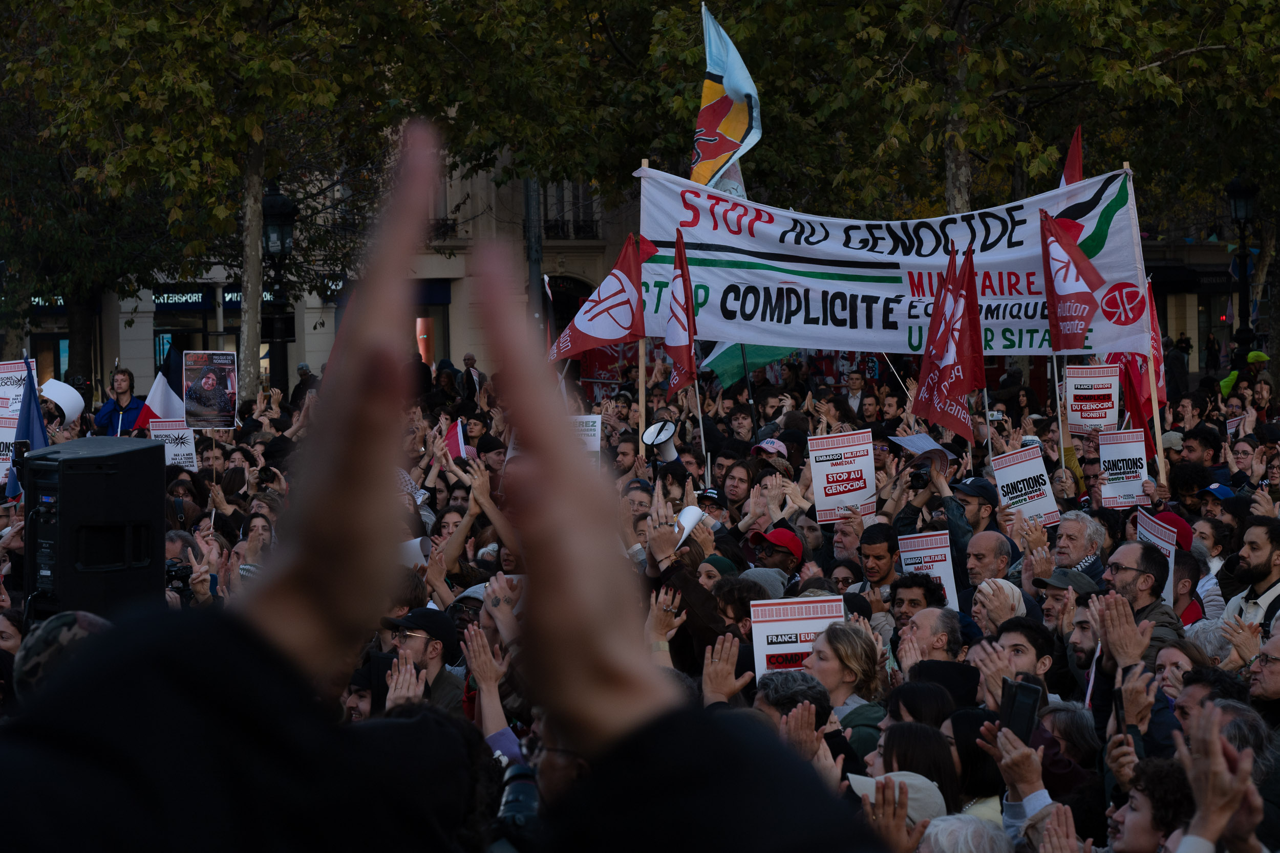 Return of the French delegation from the Global Sumud Flotilla, Paris, October 2025.