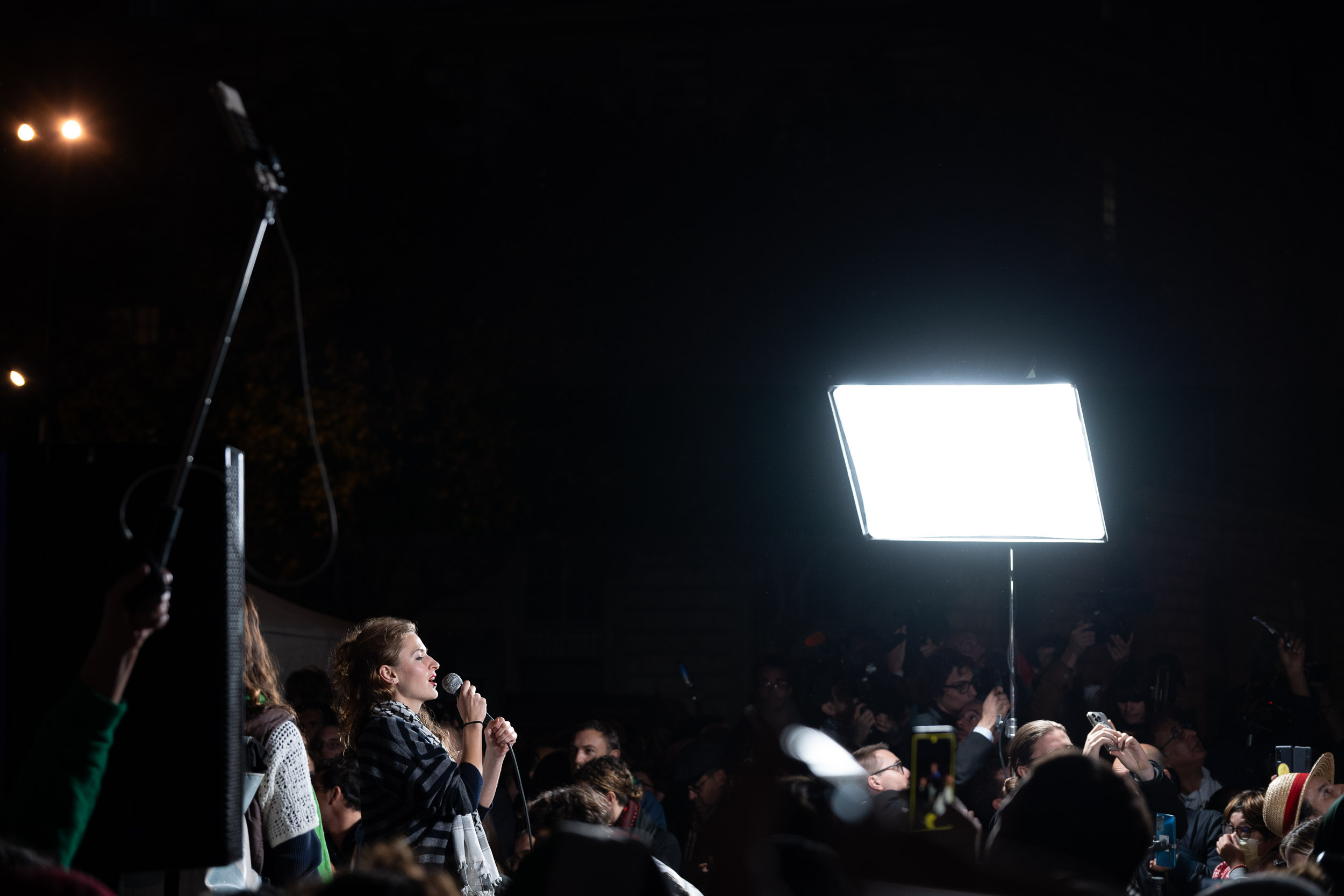 Return of the French delegation from the Global Sumud Flotilla, Paris, October 2025.